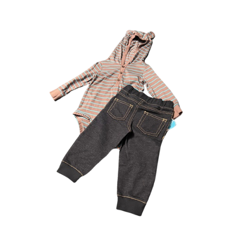 Striped Hooded Onesie with Pants