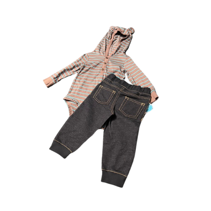 Striped Hooded Onesie with Pants