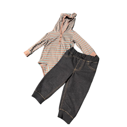 Striped Hooded Onesie with Pants