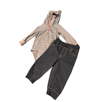 Striped Hooded Onesie with Pants