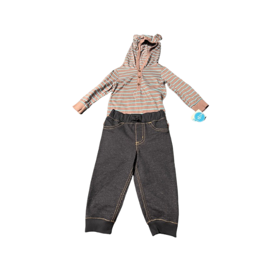 Striped Hooded Onesie with Pants