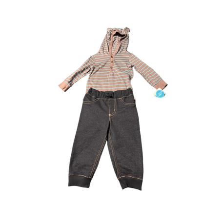 Striped Hooded Onesie with Pants