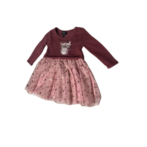 Pink & Violet Owl Long Sleeve Dress