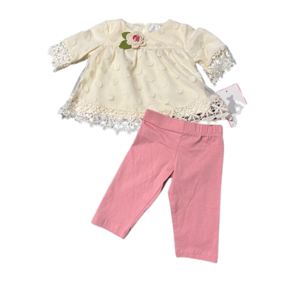 Pink Leggings & Ivory Set