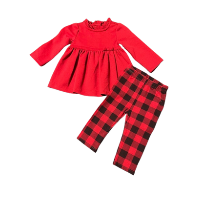 Plaid Leggings & Red Set